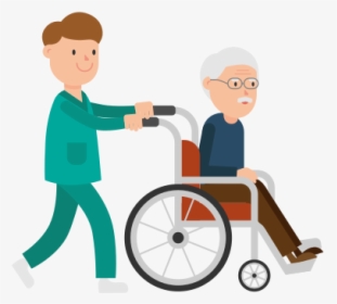 Nurse Pushing Wheelchair Clipart, HD Png Download, Free Download