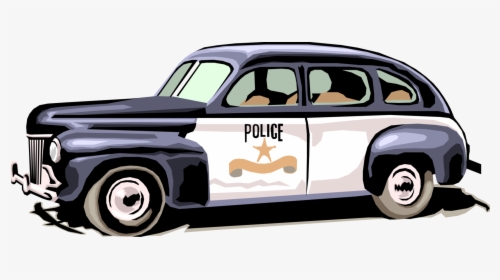 Vector Illustration Of Vintage Police Car Cruiser Squad - Vintage Police Car Vector, HD Png Download, Free Download