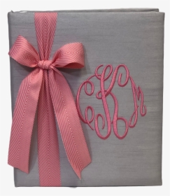Gray Shantung With Pink Bow Baby Memory Book - Wrapping Paper, HD Png Download, Free Download