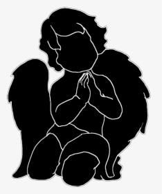 Cute Angel Praying - Angel Sitting Down Silhouette, HD Png Download, Free Download