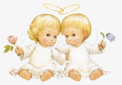Angels Clipart Two - Boy And Girl Angel, HD Png Download, Free Download