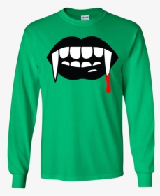 Black Vampire Fangs Halloween Youth Ls T Shirt Irish - T-shirt, HD Png Download, Free Download