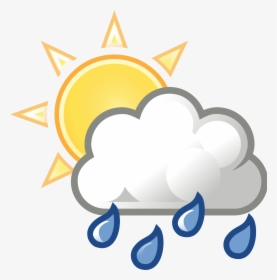 Rain Cloud File Weather Sun Clouds Rain Svg Wikimediamons - Rain Cloud And Sun, HD Png Download, Free Download