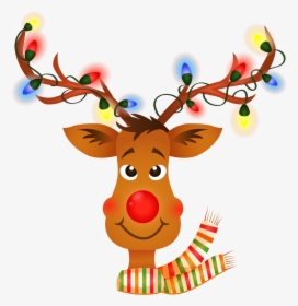 Rudolph Reindeer Cartoon - Reindeer Christmas Lights Vector, HD Png Download, Free Download