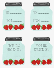 Mason Jar & Strawberry Gift Tags - Strawberry, HD Png Download, Free Download