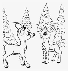 Two Baby Cute Deer Coloring Pages - Coloring Book, HD Png Download, Free Download