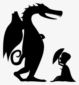George And Dragon Silhouette - Dragon Silhouette Open Clipart, HD Png Download, Free Download