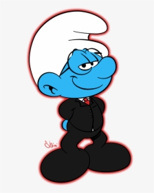 In Het Pak Smurf Smurf In A Suit- - Smurf In A Suit, HD Png Download, Free Download