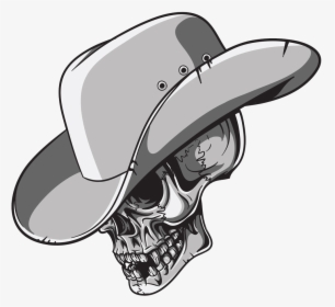 T-shirt Hat Skull Cowboy Png File Hd Clipart - Skull Wearing Cowboy Hat, Transparent Png, Free Download