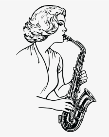 Woman Playing A Saxophone - Clip Art Saxophone Player, HD Png Download, Free Download