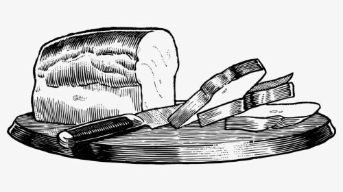 Monochrome Design - Loaf Bread Drawing With Knife, HD Png Download, Free Download