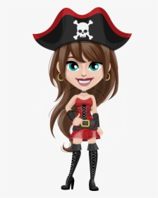 Young Woman Dressed As Pirate Cartoon Vector Character - Piracy, HD Png Download, Free Download