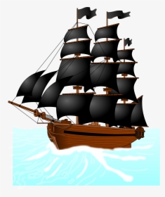 Pirate Ship Cartoon Clipart Free To Use Clip Art Resource - Ship With Black Sails Cartoon, HD Png Download, Free Download