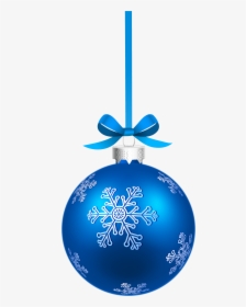 Blue Christmas Hanging Ball With Snowflakes Png Clipart - Blue Christmas Ball Png, Transparent Png, Free Download