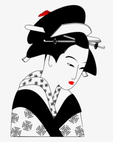 Japanese, Woman, Lady, Girl, Japan, Asian, Attractive - Geisha Black And White Art, HD Png Download, Free Download