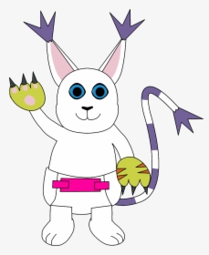 Diapered Gatomon - Cartoon, HD Png Download, Free Download