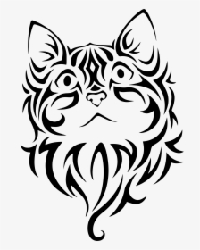 Tribal Kitten 2 Clip Arts - Cat Tattoo Png, Transparent Png, Free Download