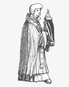 Art,monochrome Photography,costume - Medieval Priest Black And White, HD Png Download, Free Download