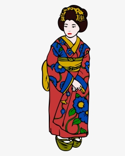 Woman In Kimono Big - Japanese Geisha Clipart, HD Png Download, Free Download