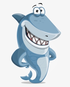 Cartoon Shark Vector Shark Cartoon Character Sharko - Cartoon Shark With A Pencil, HD Png Download, Free Download