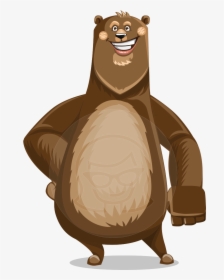 Happy Bear Vector Cartoon Character - Bear Cartoon Characters Png, Transparent Png, Free Download