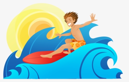 Silver Surfer Surfing Cartoon Wind Wave - Cartoon Surfer On Wave, HD Png Download, Free Download