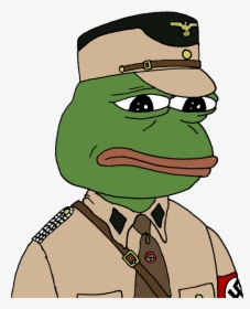 Green Vertebrate Cartoon Amphibian Fictional Character - Sad Nazi Pepe, HD Png Download, Free Download