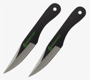 2 Piece Biohazard Black Drop Point Throwing Knives - Hunting Knife, HD Png Download, Free Download