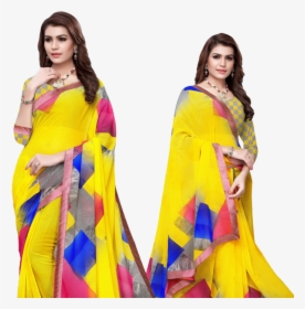 Fancy Printed Saree - Silk, HD Png Download, Free Download