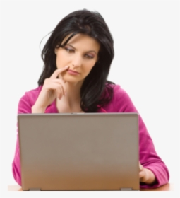 Thinking Woman Png Free Download - Woman Thinking Computer Png, Transparent Png, Free Download