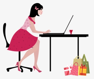 Laptop Clipart Pretty Lady - Stay Home And Shop Online, HD Png Download, Free Download
