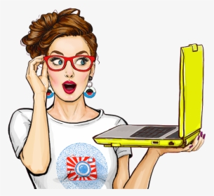 Girl With Laptop Illustration, HD Png Download, Free Download