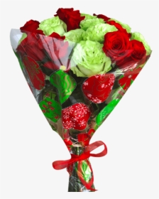 Diy 24 Roses Christmas Bouquet 2 Red Green Magnaflor - Garden Roses, HD Png Download, Free Download