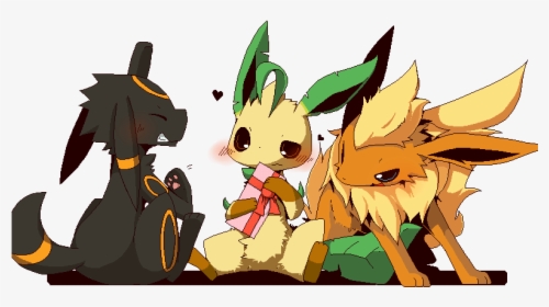 Flareon, Leafeon, And Umbreon Drawn By Shin (aru0921) - Umbreon Leafeon And Flareon, HD Png Download, Free Download