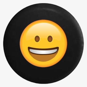 Grinning Smiling Text Emoji Face Eyes Open - Happy Emoji Black Background, HD Png Download, Free Download