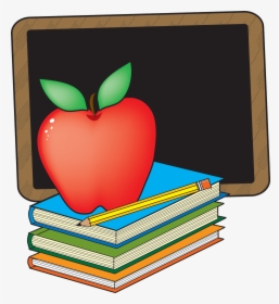 Clip Art Apple And Books School Clipart The Cliparts, HD Png Download, Free Download