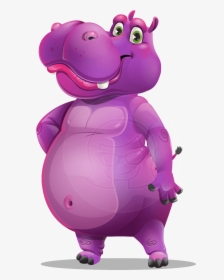 Purple Hippo Cartoon Character, HD Png Download, Free Download