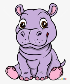How To Draw Baby Hippo, Baby Animals, HD Png Download, Free Download