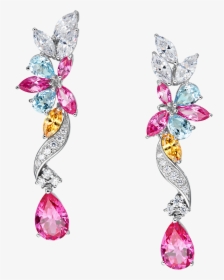 Georgette Floral Drop Pink Earrings, HD Png Download, Free Download