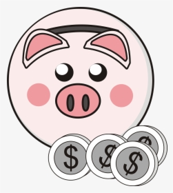 Piggy Bank 4 Coins Clipart, HD Png Download, Free Download
