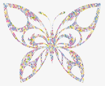 Pastel Prismatic Hexagonal Tribal Butterfly Silhouette, HD Png Download ...