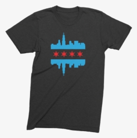 Mens/unisex Chicago Skyline Flag Mens Crew The T-shirt, HD Png Download, Free Download