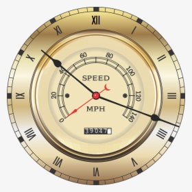 Speedometer, Vintage, Clock, Roman Numerals, Vehicle, HD Png Download, Free Download