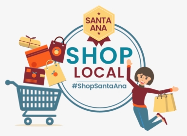 Santa Ana Shop Local Logo, Shopping Cart, Bags, Woman, HD Png Download, Free Download
