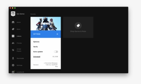 Select Fortnite → Click On The Gear Icon → Select Uninstall, HD Png Download, Free Download