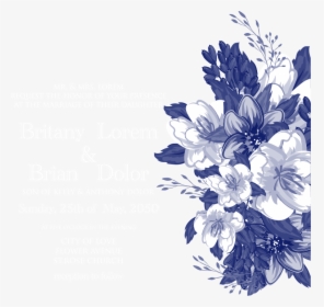 Blue Flower Wedding Invitations Vector Design Invitation, HD Png Download, Free Download