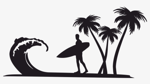 Clip Art Openclipart Surfing Palm Trees Desktop Wallpaper, HD Png Download, Free Download