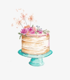 Icing Sugar Watercolor Wedding Cake Frosting Hummingbird, HD Png Download, Free Download