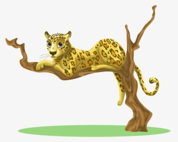 Free To Use & Public Domain Leopard Clip Art - Leopard Sitting On Tree Cartoon, HD Png Download, Free Download
