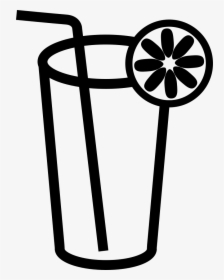Drink Glass Outline With Lemon Slice And Straw - Outline Images Of Juice Glass, HD Png Download, Free Download